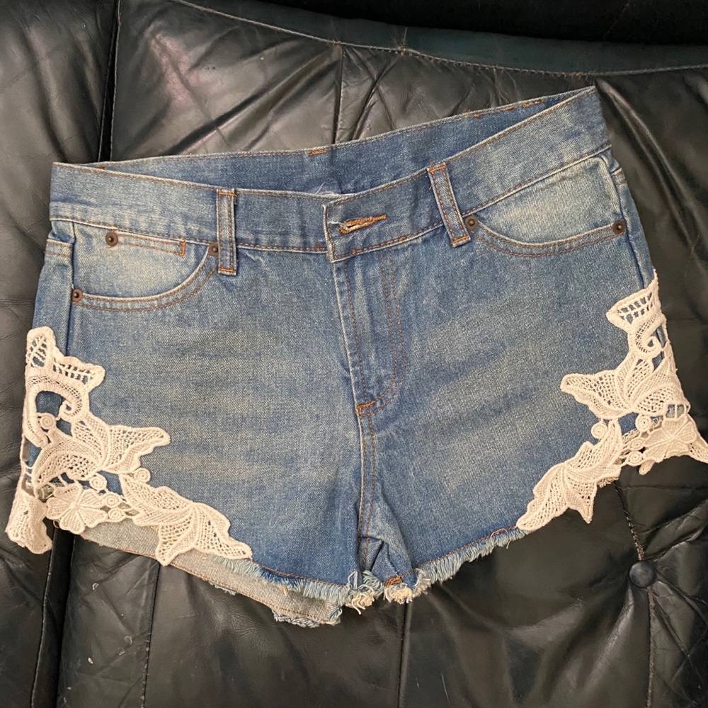 Embroidered Jean Shorts